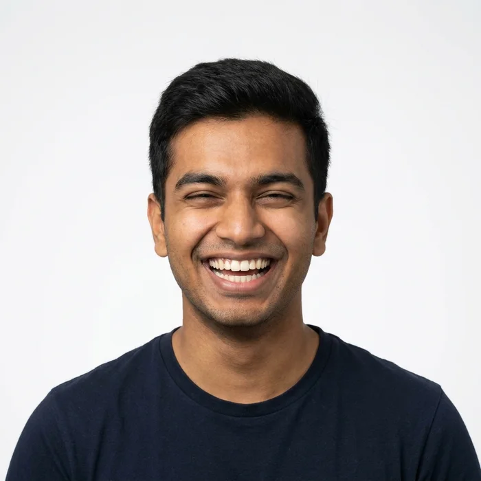 Rejected US passport photo example — expression
